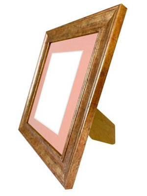 Scandi Gold Frame with Pink Mount for Image Size 5 x 3.5 Inch