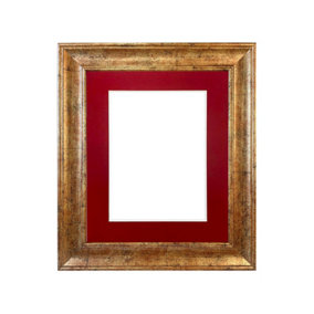 Scandi Gold Frame with Red Mount for Image Size 10 x 4 Inch