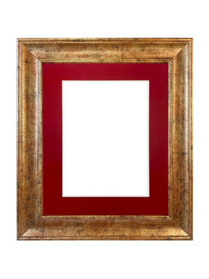 Scandi Gold Frame with Red Mount for Image Size 12 x 8 Inch
