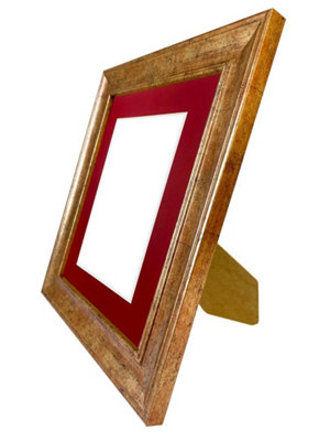 Scandi Gold Frame with Red Mount for Image Size 12 x 8 Inch