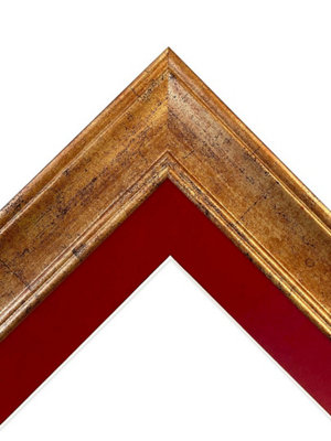 Scandi Gold Frame with Red Mount for Image Size A2