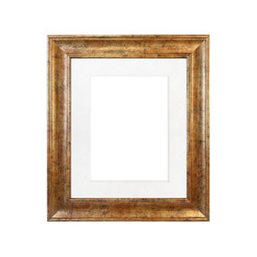 Scandi Gold Frame with White Mount for Image Size 10 x 4 Inch