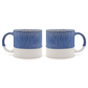 Scandi Home Set of 2 480ml Terra Fusion Cobalt Reactive Glazed Ceramic Mugs