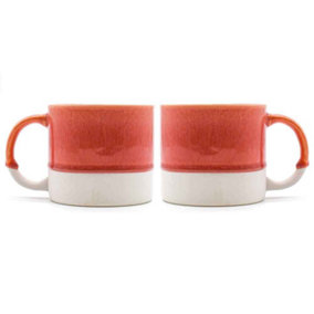 Scandi Home Set of 2 480ml Terra Fusion Coral Reactive Glazed Ceramic Mugs