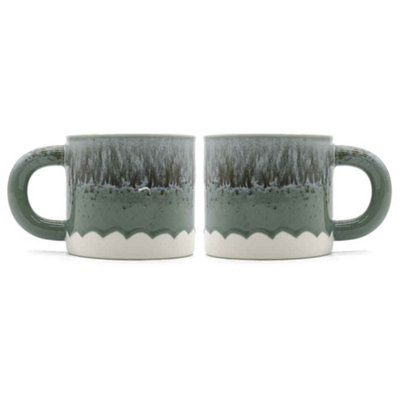 Scandi Home Set of 2 480ml Terra Fusion Grey & Green Reactive Glazed Ceramic Mugs