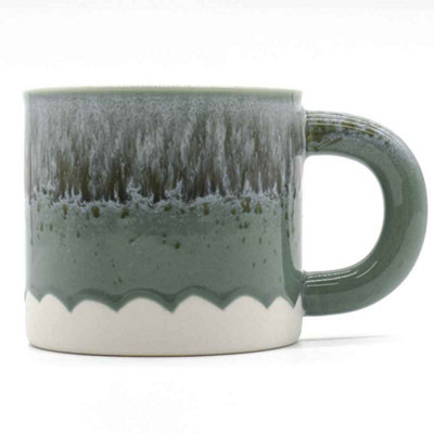 Scandi Home Set of 2 480ml Terra Fusion Grey & Green Reactive Glazed Ceramic Mugs