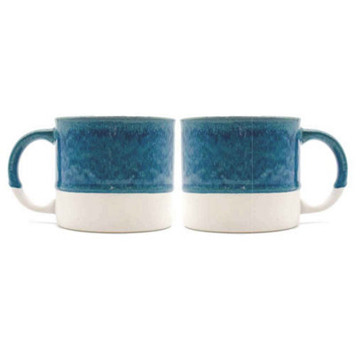 Scandi Home Set of 2 480ml Terra Fusion Teal Reactive Glazed Ceramic Mugs