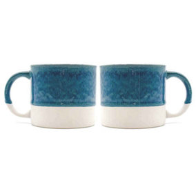 Scandi Home Set of 2 480ml Terra Fusion Teal Reactive Glazed Ceramic Mugs