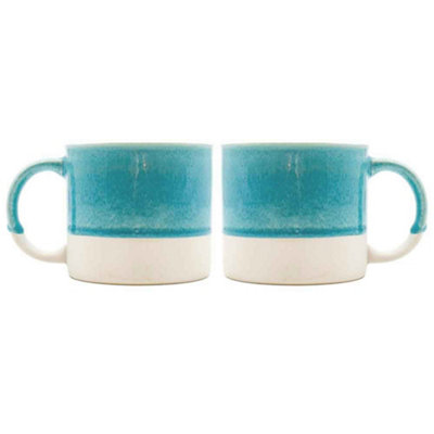 Scandi Home Set of 2 480ml Terra Fusion Turquoise Reactive Glazed Ceramic Mugs