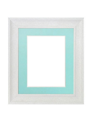 Scandi Limed White Frame with Blue Mount for Image Size 10 x 4 Inch