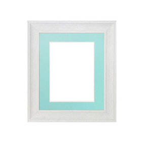 Scandi Limed White Frame with Blue Mount for Image Size 14 x 11 Inch