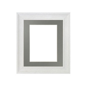 Scandi Limed White Frame with Dark Grey Mount for Image Size 10 x 8 Inch