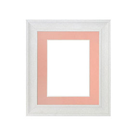 Scandi Limed White Frame with Pink Mount for Image Size 10 x 4 Inch