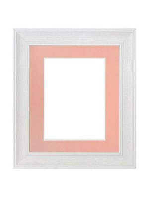 Scandi Limed White Frame with Pink Mount for Image Size 10 x 8 Inch