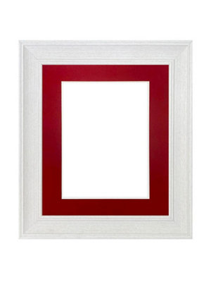 Scandi Limed White Frame with Red Mount for Image Size 14 x 8 Inch