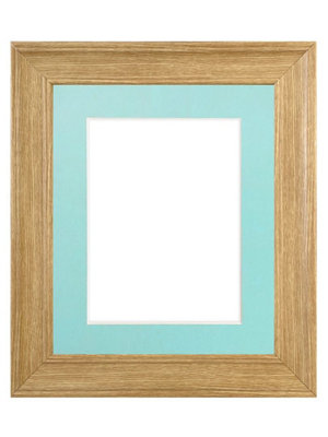 Scandi Oak Frame with Blue Mount for Image Size 10 x 4 Inch