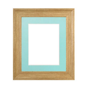 Scandi Oak Frame with Blue Mount for Image Size 12 x 10 Inch