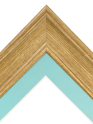 Scandi Oak Frame with Blue Mount for Image Size 12 x 8 Inch