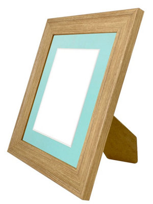Scandi Oak Frame with Blue Mount for Image Size 9 x 7 Inch