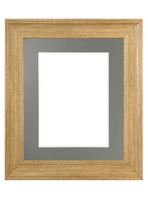 Scandi Oak Frame with Dark Grey Mount for Image Size 10 x 4 Inch