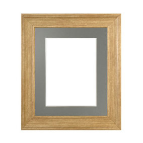 Scandi Oak Frame with Dark Grey Mount for Image Size 10 x 4 Inch