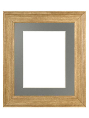 Scandi Oak Frame with Dark Grey Mount for Image Size 14 x 8 Inch