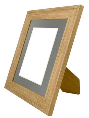 Scandi Oak Frame with Dark Grey Mount for Image Size 4 x 3 Inch