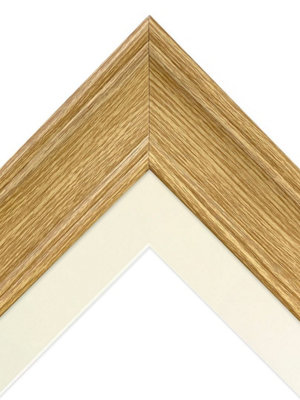 Scandi Oak Frame with Ivory Mount for Image Size 14 x 8 Inch