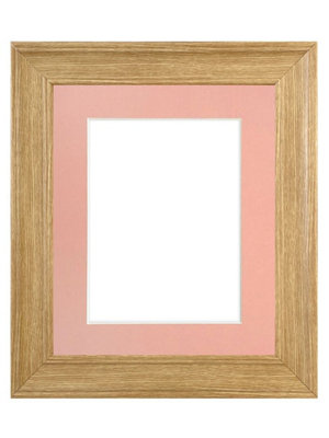 Scandi Oak Frame with Pink Mount for Image Size 12 x 8 Inch