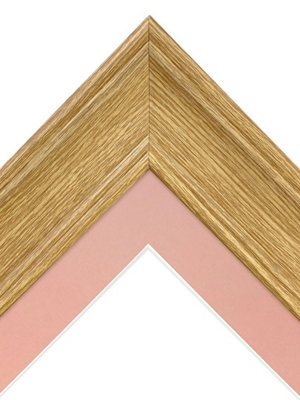 Scandi Oak Frame with Pink Mount for Image Size 14 x 11 Inch
