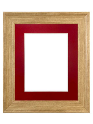 Scandi Oak Frame with Red Mount for Image Size 14 x 11 Inch