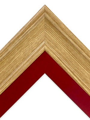 Scandi Oak Frame with Red Mount for Image Size 14 x 11 Inch