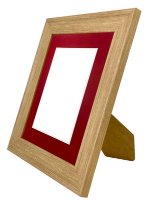 Scandi Oak Frame with Red Mount for Image Size 7 x 5 Inch