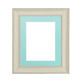 Scandi Pale Grey Frame with Blue Mount for Image Size 10 x 4 Inch