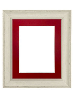 Scandi Pale Grey Frame with Red Mount for Image Size 9 x 7 Inch