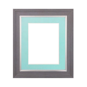 Scandi Slate Grey Frame with Blue Mount for Image Size 12 x 10 Inch