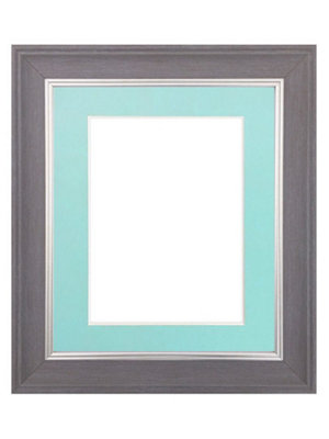 Scandi Slate Grey Frame with Blue Mount for Image Size 12 x 10 Inch