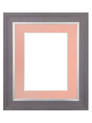 Scandi Slate Grey Frame with Pink Mount for Image Size 10 x 8 Inch