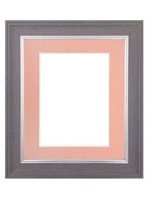 Scandi Slate Grey Frame with Pink Mount for Image Size 12 x 10 Inch