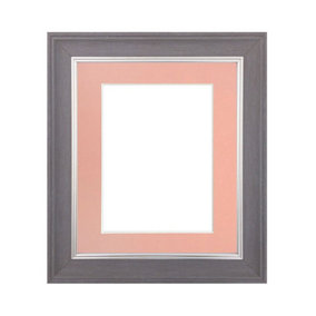 Scandi Slate Grey Frame with Pink Mount for Image Size 14 x 8 Inch