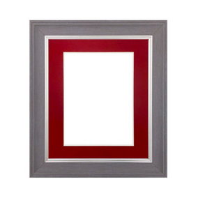 Scandi Slate Grey Frame with Red Mount for Image Size 10 x 4 Inch