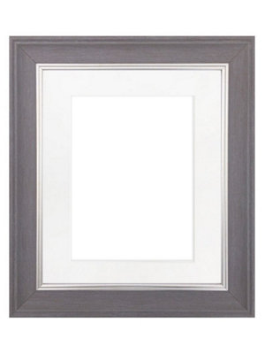 Scandi Slate Grey Frame with White Mount for Image Size 10 x 4 Inch