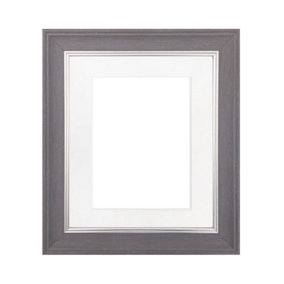 Scandi Slate Grey Frame with White Mount for Image Size 14 x 8 Inch