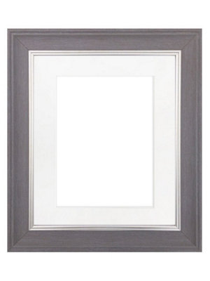 Scandi Slate Grey Frame with White Mount for Image Size 8 x 6 Inch