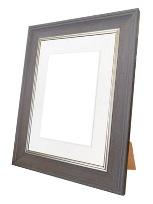 Scandi Slate Grey Frame with White Mount for Image Size 8 x 6 Inch