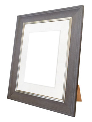 Scandi Slate Grey Frame with White Mount for Image Size A4