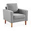 Scandi-style armchair with wooden legs - Bjorn - Light Grey