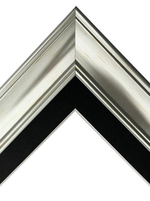 Scandi Vintage Silver Frame with Black Mount for Image Size 12 x 10 Inch