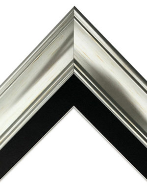 Scandi Vintage Silver Frame with Black Mount for Image Size 12 x 10 Inch