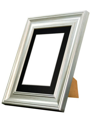Scandi Vintage Silver Frame with Black Mount for Image Size 12 x 8 Inch